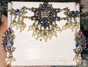 Oxidised Peacock Jhumka Set