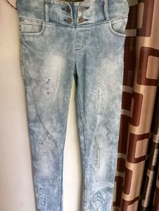 High Waisted Acid Wash Jeans