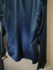 Silk Shirt Tailor Stitched Navy Blue