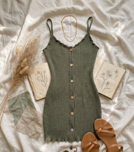 Olive Green Button-Down Dress