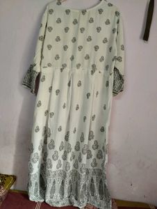 White floral cotton anaarkali😍