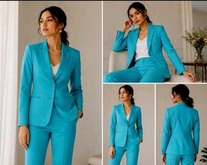 Chic Teal Blue 3-Piece Pantsuit 32 size