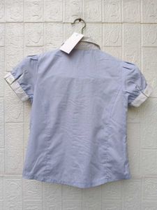 New with tag Blue Embroidered Puff Sleeve Top