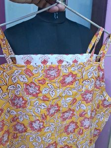 Yellow Floral Print  kurta plazzo n dupatta