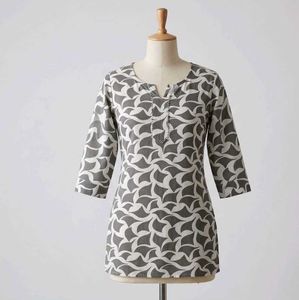 Stylish Grey & White Patterned Kurta