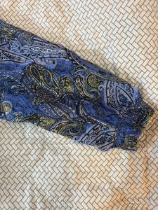 Blue Paisley Print Smocked Waist Blouse