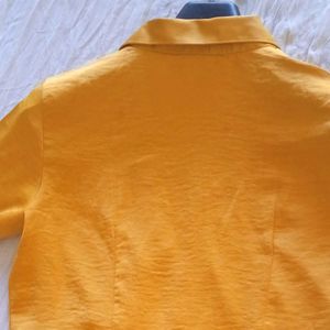 Mustard Yellow Collared ​Shirt Dress👗.