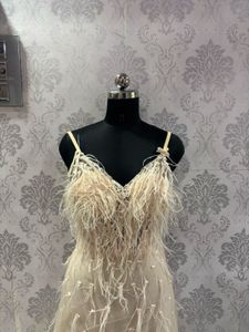 Elegant Feather Embellished Gown