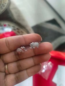 92.5 silver Cute Elephant Stud Earrings