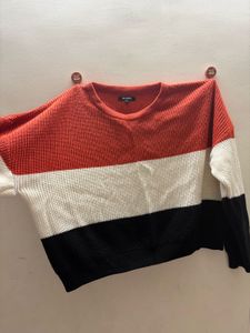 Zudio Orange &amp; White Sweater