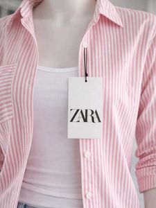 New Zara Pink Striped Button-Up Shirt
