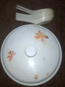 Vintage Floral Serving lid with Spoons