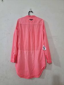 Tommy Hilfiger Pink Garment-Dyed Shirt Mini Dress.