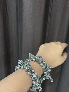 Oxidised Silver Jhumka Bangles