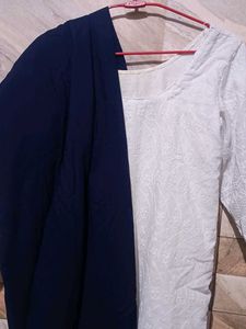 Chikenkari Kurta With Blue Plazzo Set