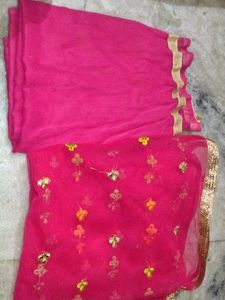 Pink Embroidered Dupatta set of 2