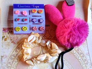 Combo of Cute Earring Set & Bunny Hair Tie and a b