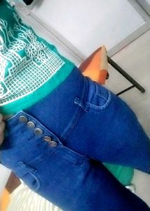 High Waisted Blue Denim Jeans