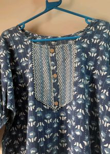 Pure Cotton Blue Floral Print 3 pc suit