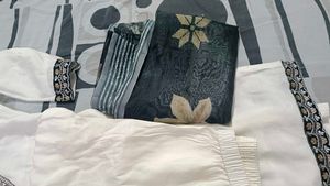 Elegant White Kurta with Embroidered Neckline