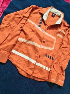 Kids Orange Shirt and Cream Pants Set
