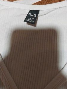 Ribbed V-Neck Long Sleeve Top size s
