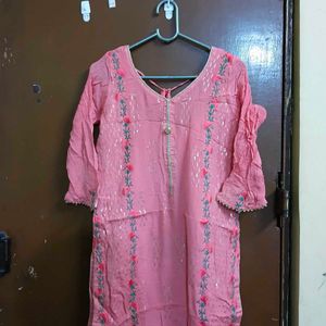 Pink Embroidered Kurta Set