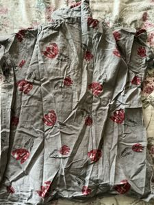 Gray Floral Print Button-Up Shirt