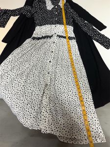 Chic Polka Dot Midi Dress 🖤🤍