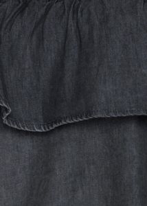 Chic Off-Shoulder Denim Dress with Patches
