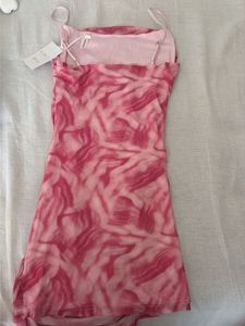Pink Pattern Mini Bodycon Dress