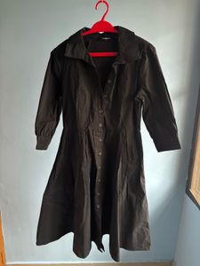 Black Button-Down Midi Dress