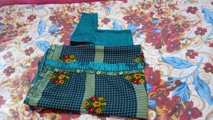 Blue Floral Print Saree with Blouse