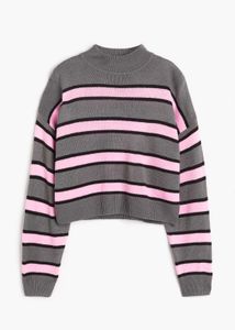 H&M Striped Neck Cropped Sweater