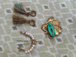 Peacock Brooch, Tassel Earrings &amp; Hair Pin Set