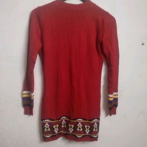 Red Woollen Long Shrug(Women's)