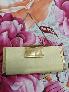 Elegant Gold & Cream Clutch Bag