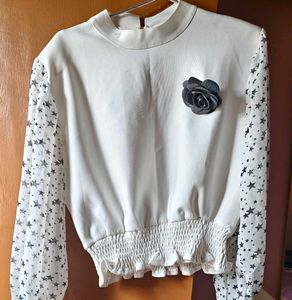 Chic White Top with Star Sleeves