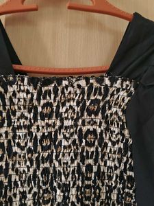 Animal Print Puff Sleeve Top