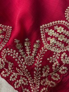 Elegant pink pita work Saree