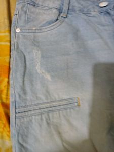 Light Wash Moto Jeans