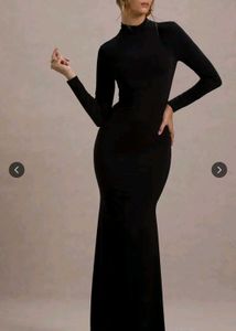 Elegant Black Long Sleeve Maxi Dress