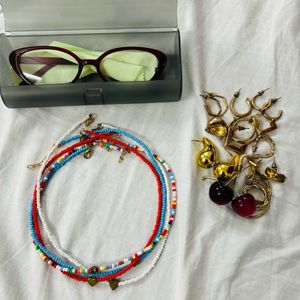 savana red glasses, beachy beaded necklaces, go