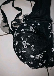 Black Lace Floral Bra