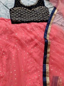 peach and Blue colour Lehenga Choli Set