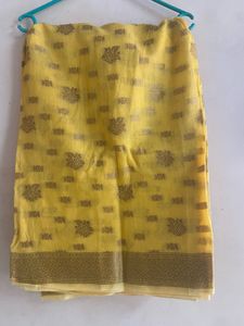 Yellow Silk Saree ( attached blouse)