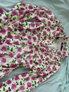 Zara Chic Floral Print Button-Up Shirt