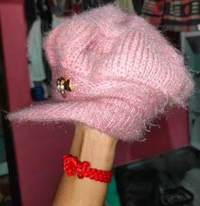Chic Pink Knit Beret Hat