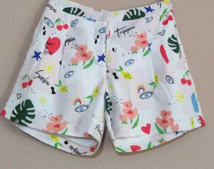 Funky Patterned White Shorts