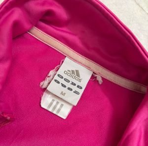 y2k adidas hot pink striped jacket